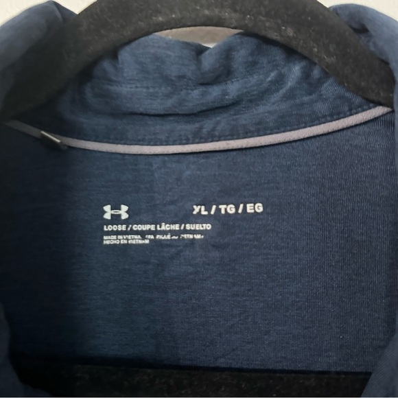 Under Armour Men’s Navy Blue  Long Sleeve 1/4 Button Up Collard Shirt Sz XL GUC - Picture 5 of 9